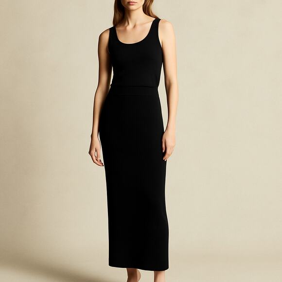 Vince Ribbed Slim Skirt – Black – Size S (Ankle Length) - Picture 3 of 6